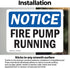 (2 Pack) Fire Pump Running OSHA Notice Sign, 7 Inch X 5 Inch Vinyl Label Decal Sticker for Workplace and Construction