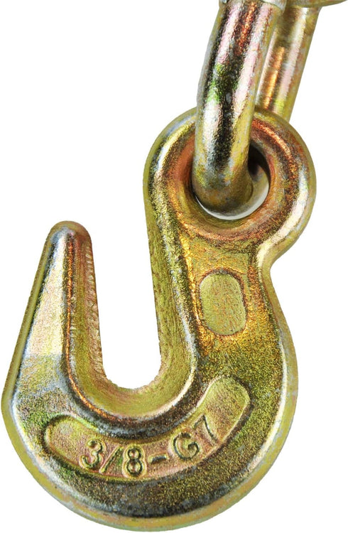VULCAN Load Binder with 2 Grab Hooks - Ratchet Style, 7100 Pound Safe Working Load, Works with 5/16 Inch or 3/8 Inch