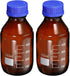PATIKIL 500mL Reagent Media Bottle, 2Pcs Round Graduated Glass Storage Bottle Blue Screw Cap