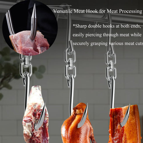 SATONBEYI 1pcs 11.8 Inches 8mm Swiveling Meat Hooks for Hanging, Stainless Steel Butcher Hook Heavy Duty Meat