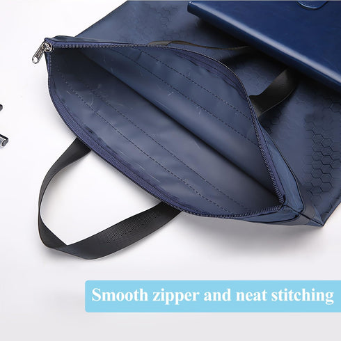 M&G Zipper Pouch with Handle, 12x15 in Large Pocket File Bag, A4 Document Storage Bag (Blue)