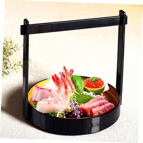 ULTECHNOVO Handheld Sushi Tray Round Plastic Sashimi Serving Dish Creative Food Display for Snacks and Sushi