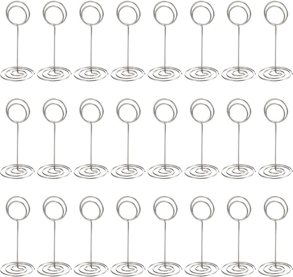 TecUnite 24 Pack Table Number Holder - 3.35 Inch Place Card Wire Photo Holder Clips for Wedding Reception
