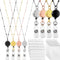 Zonon 4 Pieces Badge Lanyard with ID Holders Stainless Steel Badge Holders Necklace Retractable Reel Clip Chain