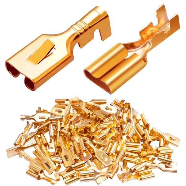 Twidec 100PCS 7.8mm Female Spade Connector - Quick Splice Crimp Terminals Non Insulated Wire Connector for Electrical