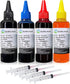 Refill Ink Kit for HP 61 60 62 63 950 902 564 920 901 940, 100ML x4 Bottles with Syringe, 1 Black, 1 Cyan, 1 Magenta