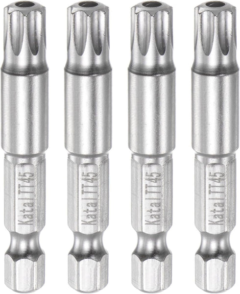 4pcs TT45 Star 7 Point Screwdriver Bit, 1/4" Hex Shank, 2" Length, Magnetic Security Torx Power Tool