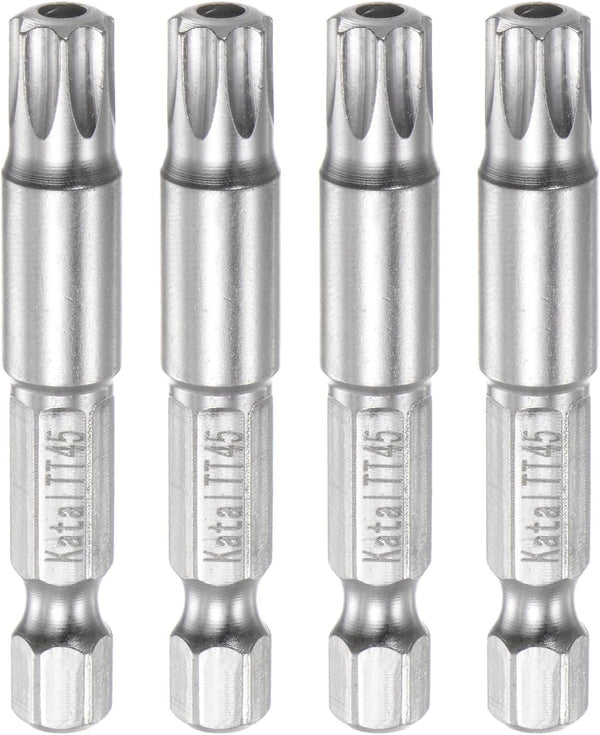 4pcs TT45 Star 7 Point Screwdriver Bit, 1/4" Hex Shank, 2" Length, Magnetic Security Torx Power Tool