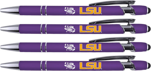 Greeting Pen LSU Soft Touch Coated Metal Pen 4 Pack (4013), Purple/Multi