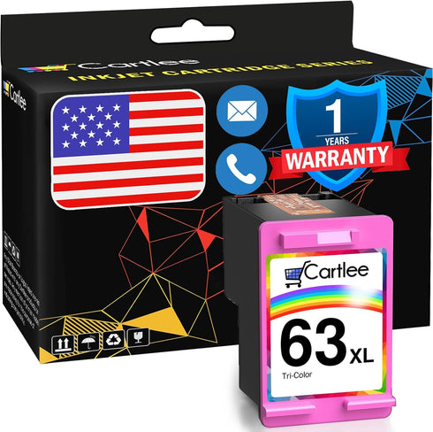 Remanufactured Cartlee Ink Cartridge Replacement for HP 63XL 63 XL for HP Printers Officejet 3830 Envy 4520 Officejet