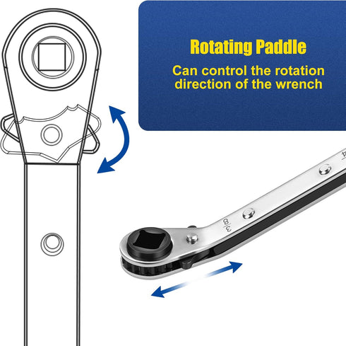 WADEO HVAC Service Wrench Set: 4 Sizes, Hex Bit Adapter for Air Conditioning and Refrigeration Repair