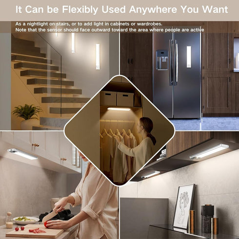 Closet 3-Color Dimmable Counter Motion Sensor Under Cabinet Lighting-Magnetic Rechargeable Lights