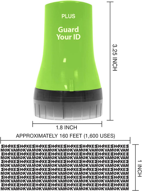 Guard Your ID Wide Advanced Roller 2.0, Identity Theft Prevention Security Stamp (Green)