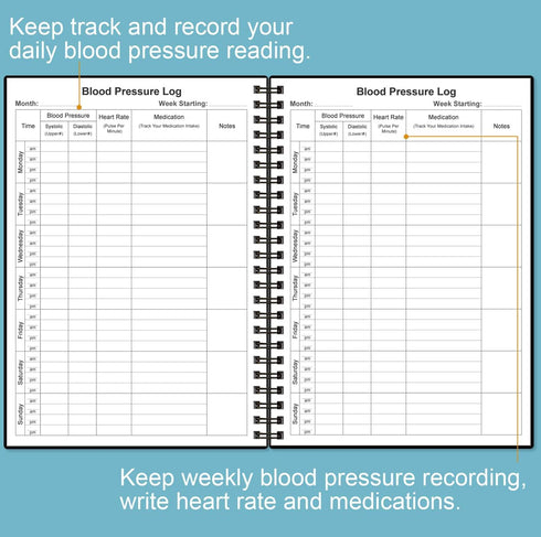 5.8" 8.5", Blood Pressure Log Book - Record & Monitor Your Daily Blood Pressure, Heart Rate Readings at Home, x Black