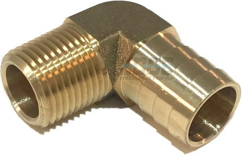 EDGE INDUSTRIAL 3/4" Hose ID to 1/2" Male NPT 90 Degree Brass Elbow Fitting for Fuel/Air/Water/Oil/Gas/WOG (Qty 01)