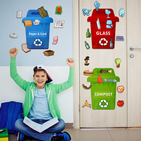 Crtiin 66 Pcs Earth Day Learn to Recycle Activity Set for Kids Classroom Bulletin Board Educational Learning Activities