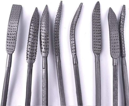 Woodworking Carving Rasping Coarse Rasps and Files, 8 PCS 5.5 X 200mm Double Ended Riffler Wood File Set