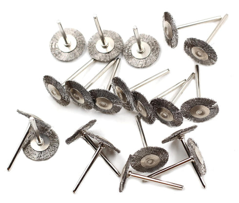 20pcs Wire Wheel Cup Brush Set, 1/8" Shank, 25mm/1inch, Stainless Steel, Carbon Steel, Rust and Paint Removal