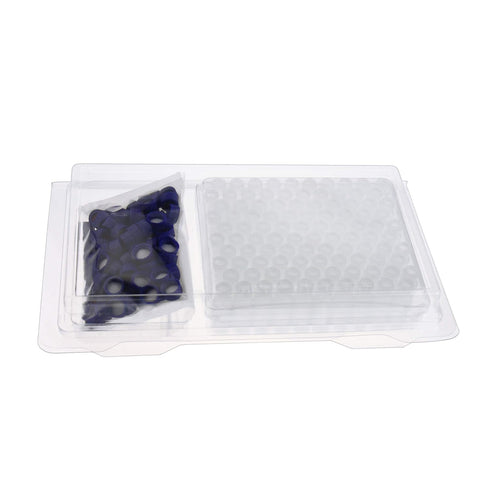 2ML Polypropylene Vials, 9mm Short Thread with Blue Screw Cap, 100 Pack for Ion Chromatography