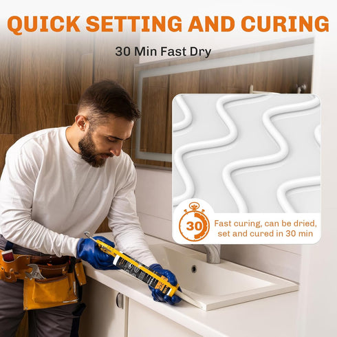 WELLUCK 100% Waterproof Silicone Caulk Sealant, Flexible Adhesive for Kitchen, Bathroom, Window, Door, Glass, Bathtub,