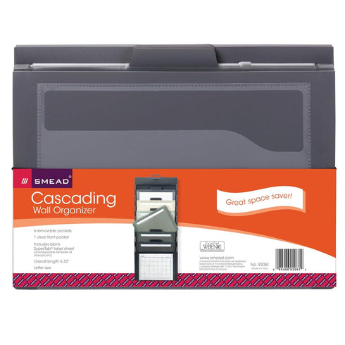 Smead Cascading Wall Organizer, 6 Pockets, Letter Size, Gray/Neutral Pockets (92061)