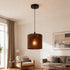 Farmhouse Rustic Wood Drum Pendant Light, 1-Light Rural Ceiling Hanging Lamp Lighting