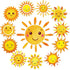 gisgfim 60 Pcs Sunshine Decorations, Sun Cutouts, 12 Designs for Summer Bulletin Board Decoration and Sunshine Party