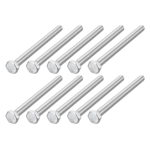 Hex Bolts (M8-1.25x90mm) 10Pcs, 304 Stainless Steel Coarse Fully Threaded Hex Head Screw Bolt for Furniture Repair