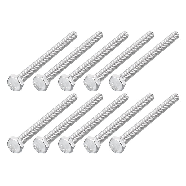 Hex Bolts (M8-1.25x90mm) 10Pcs, 304 Stainless Steel Coarse Fully Threaded Hex Head Screw Bolt for Furniture Repair
