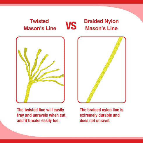 Goldblatt Mason Line, 250 Feet #18 Braided Nylon String for Gardening or Masonry, Perfect Construction String
