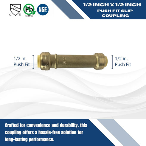 2 Pcs XFITTING Push Fit 1/2 Inch x 1/2 Inch Push Fit Slip Coupling, Push Fit Repair Coupling