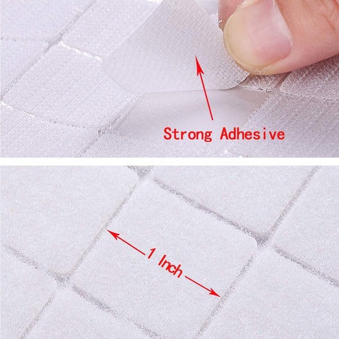 White Self Adhesive Dots 500pcs (250 Pairs) - 1" Diameter Square Hook and Loop Dots for School, Office