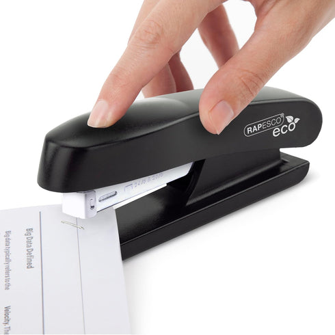 Rapesco 1756 Business Pack: 4 ECO Half Strip Staplers and 4 Boxes of 1000 x Type 26 Standard 1/4" Staples, 20 Sheet Capacity, Black by RAPESCO
