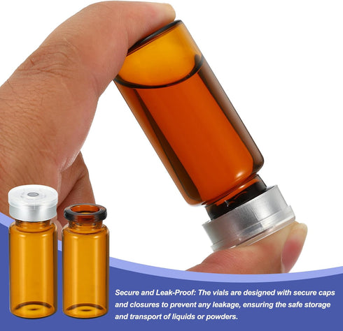PATIKIL 10ml Sample Vials, 8 Pack Lab Empty Vials with Butyl Rubber Stopper and Crimp Top Caps