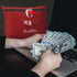 Money Bag with Lock and 2 Keys, 11.4*8.3inch Canvas Documents Bag for Cash, Business Personal, Red