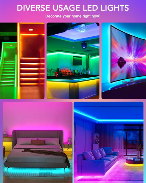 LED Lights for TV, 9.84ft RGB Strip Lights for 32-43 in TV, Bluetooth APP Remote Control Music Sync Light Strip