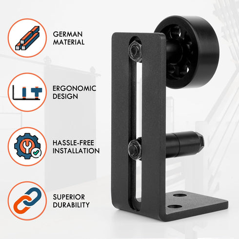 Sliding Barn Door Floor Guide for Bottom Adjustable Roller, 8 Setup Options, Quiet Operations with Felt Strips