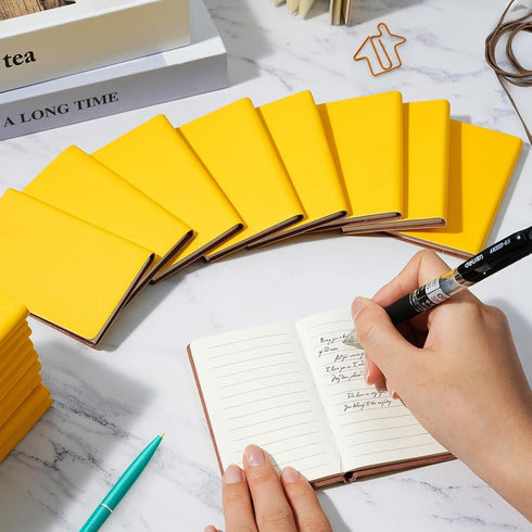 Yeaqee 20 Pack Leather Pocket Notebook Journals, 4" x 2.5", 50 Pages, Waterproof Soft Cover for School Office
