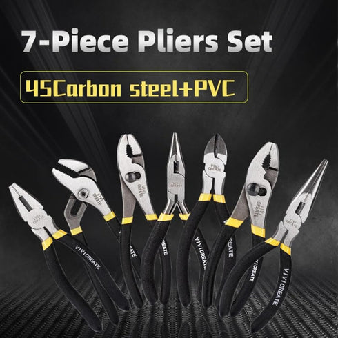 7-Piece Set Vivicreate Pliers Heavy Duty Multipurpose Tools for Home Repair DIY Auto Electrical Work Includes Long Nose