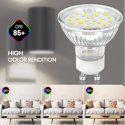 GU10 Dimmable Track Lighting LED Bulbs 40W Equivalent 5W 5000K Bright Daylight White, 6 Packs, 400LM Replacement
