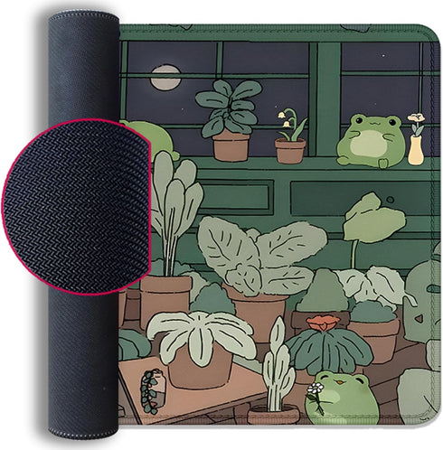 Cute Frog Desk Mat Mouse Pad, Cartoon Frog Desk Pad, Kawaii Green Desk Decor for Office Home Work