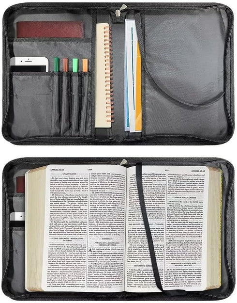 Sunflower Hummingbird Bible Cover Case, PU Leather Waterproof Protector with Handle, Large Size Tote Bag