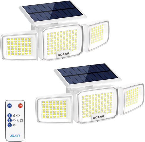 White Solar Security Light Outdoor Super Bright LED, Motion Sensor Flood Light,