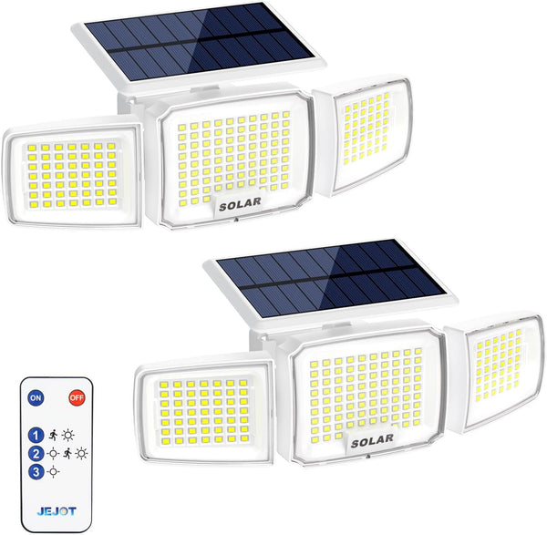 White Solar Security Light Outdoor Super Bright LED, Motion Sensor Flood Light,