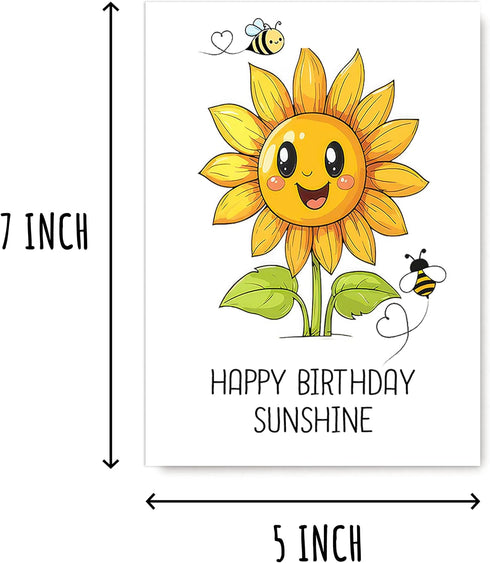 MABSDesigns Happy Birthday Sunshine Card - Sunflower And Bees Card - Happy Birthday Card - Sunflower Birthday Card