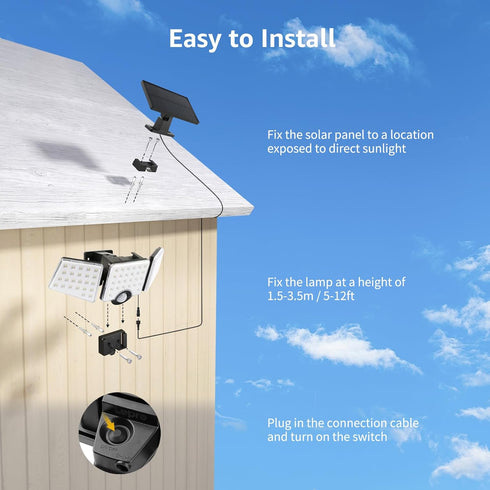WL5000 3 270 IP65 Lepro Solar Lights for Outside, Motion Activated Security Lights, Separate Solar Panel, Adjustable