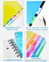Spiral Notebook - 5 Subject Notebook, College Ruled Notebook 3-Hole Punched With Dividers, Storage Pockets, 11" Ruler, 200 Pages, for Writing Journal, Home &Office, School Supplies(Black) by MOWEE