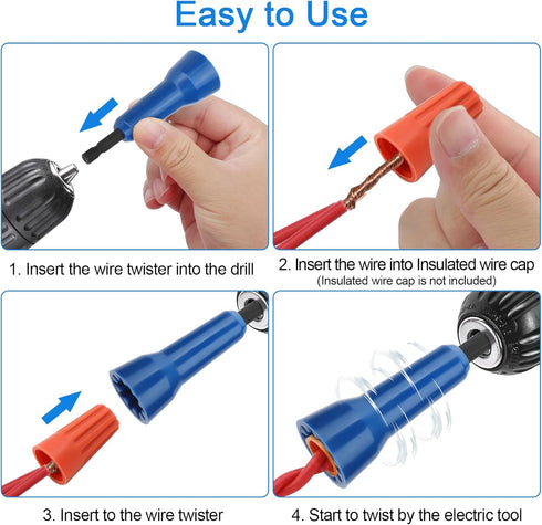 SUNJOYCO 3PCS Wire Nut Twister Tools for Drill, Wire Twisting Spinner, Wire Connector Driver Twisting Drill Attachment