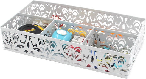 EasyPAG Desk Drawer Organizer with 3 Small Bins and 1 Long Bin, White