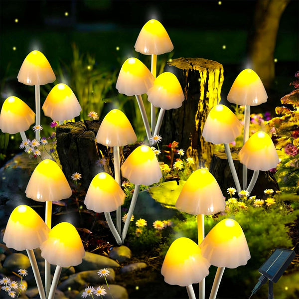 Evicyego Solar Mushroom Lights for Outside, 6Pack 18 LED Mushrooms with 8 Lighting
